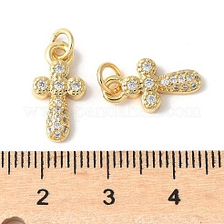 Подвески-крестики из латуни с микропаве и прозрачным кубическим цирконием&nbsp;ZIRC-I071-17G