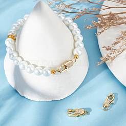 3 шт. латунные застежки-карабины с микропаве из прозрачного кубического циркония ZIRC-BBC0002-19