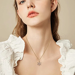 10 шт. латунные подвески в виде снежинок с микропаве из прозрачного кубического циркония&nbsp;KK-BBC0021-78