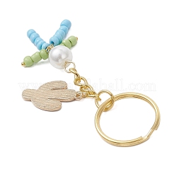 3 шт. 3 стиля брелок в виде кактуса из сплава эмали и стекла с имитацией жемчуга&nbsp;KEYC-JKC01300