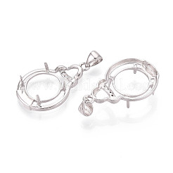 925 подвеска из стерлингового серебра с микропаве из прозрачных кубических цирконий в форме кабошона STER-N016-48P