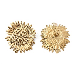 Серьги-гвоздики из нержавеющей стали 304 с подсолнухами&nbsp;EJEW-C168-01G