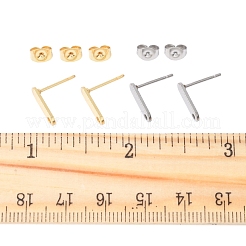 16 шт. 2 цвета 201 нержавеющая сталь фурнитура для сережек-гвоздиков с отверстием EJEW-FS0001-18