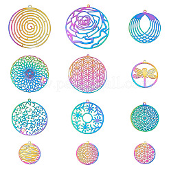 48 шт. 12 шт. филигранные подвески из нержавеющей стали 201&nbsp;STAS-FW0001-15