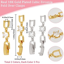 6 шт. 2 цвета удлиняющие застежки латунные микропаве кубические цирконии складные удлиняющие застежки FIND-BBC003-55A