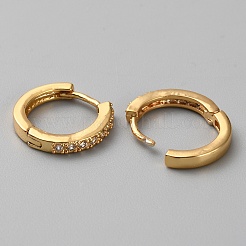 Латунные микро проложить серьги обруча кубического циркония EJEW-WH0010-13B-G