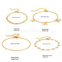 4 шт. 4 стиля сплава кристалл горный хрусталь бабочка подвеска браслеты на ногу наборы для женщин FS-WGF915E-01