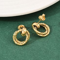 Серьги-гвоздики с текстурированными кольцами из нержавеющей стали 304&nbsp;EJEW-P324-03G