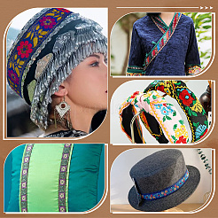 Этнический стиль цветочный узор вышивка полиэстеровые ленты&nbsp;OCOR-WH0104-04A