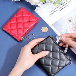 2 шт. 2-х цветные мешочки из искусственной кожи с ромбовидным узором на молнии ABAG-CP0001-05