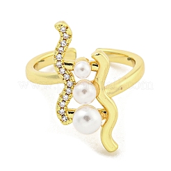 Латунные микро проложить манжеты кольца кубического циркония RJEW-L113-013G