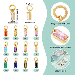 12шт 12 цвета латунные микро проложить кубический цирконий шармы FIND-TA0005-61