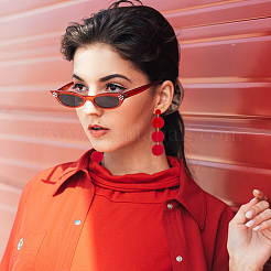 6 пара двухцветных плоских круглых акриловых сережек-гвоздиков со стальными железными штифтами для женщин EJEW-AN0004-13