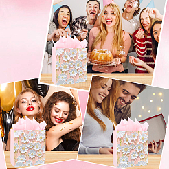 1 шт. бумажные подарочные пакеты для хранения с цветочным принтом и веревочной ручкой&nbsp;ABAG-SP0001-09B