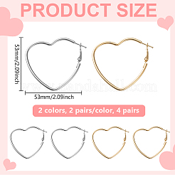 4 пара двухцветных железных серег-колец&nbsp;EJEW-HY0001-41