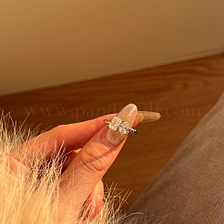 Овальные и прямоугольные кольца из стерлингового серебра с микропаве из кубических цирконий для женщин RJEW-F180-03P