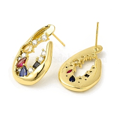 Разноцветные серьги-гвоздики в форме капли из кубического циркония&nbsp;EJEW-H092-05G