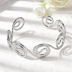 Браслеты-манжеты из нержавеющей стали 304 для женщин&nbsp;BJEW-Z150-01P-01