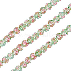 1 нить бусины ручной работы из песочного золота в технике лэмпворк&nbsp;LAMP-TA0002-09F