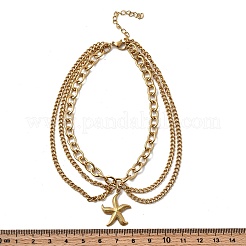 Женские браслеты на ногу Summer Beach из нержавеющей стали 304 с подвеской в виде морской звезды AJEW-F069-01G