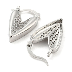 Толстые серьги-кольца из латуни в форме сердца с микропаве и прозрачным фианитом EJEW-Q785-03P