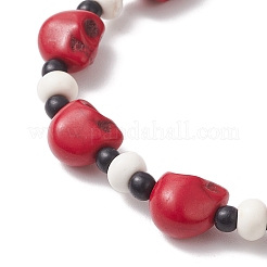 Браслеты из синтетической бирюзы и стеклянных бусин BJEW-JB12170-02