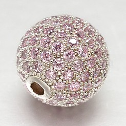 CZ латунные микро проложить кубического циркония круглых бусин ZIRC-L017-8mm-16P