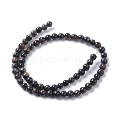 Нити бусин из натурального синего тигрового глаза (окрашенные и нагретые) класса ab&nbsp;G-I261-D01-6mm