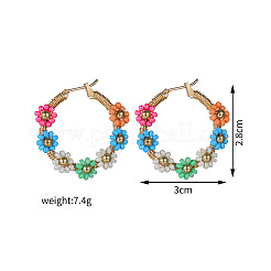 Серьги-кольца из латунного стекла с бусинами&nbsp;FS-WG0698E-01