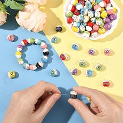 10 шт. фарфоровые бусины ручной работы с принтом PORC-YW0001-29A