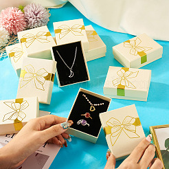 12 шт. подарочные коробки для хранения украшений из бумаги с бантом&nbsp;CON-TA0001-24B