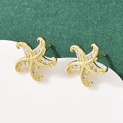 Комплект из латунного кулона и серег-гвоздиков с микропаве из кубических цирконий для женщин SJEW-F227-01A-G