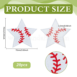 20 шт. звезда с рисунком бейсбола&nbsp;PATC-BC0001-27