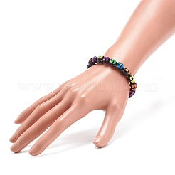 Эластичный браслет с акриловым черепом и бусинами BJEW-JB08544