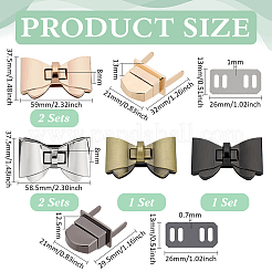 4 цветной бант из цинкового сплава с застежкой-замком для сумок FIND-PH0026-64