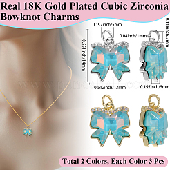 6шт 2 цвета латунные микро проложить кубический цирконий шармы KK-BBC0019-25