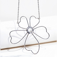 Элегантные ожерелья с подвесками в виде цветка из нержавеющей стали и искусственного жемчуга для женщин TN2016-2