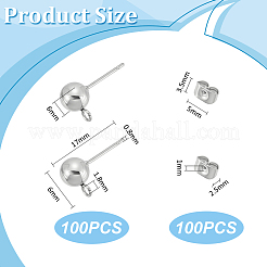 Фурнитура для сережек-гвоздиков из нержавеющей стали 304 STAS-UN0060-01B