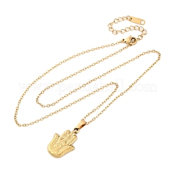 Ожерелья с подвеской в виде руки хамсы из нержавеющей стали 304 NJEW-H059-01G