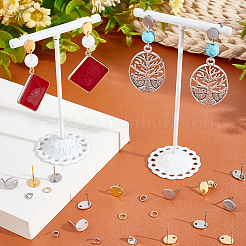 60 шт. 2 цвета 201 нержавеющая сталь фурнитура для сережек-гвоздиков с отверстием&nbsp;DIY-SC0023-54