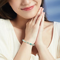 Окрашенный натуральный огненный кракле агат круглый эластичный браслет из бисера для женщин&nbsp;BJEW-TA00244