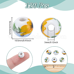 120 шт. фарфоровые бусины ручной работы с принтом&nbsp;PORC-UN0001-04