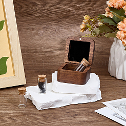 Квадратные деревянные магнитные коробки для хранения сувениров из шерсти домашних животных с отпечатками лап и 3 бутылкой желаний из стеклянной пробки&nbsp;CON-WH0089-172