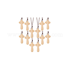 Украшения из подвесок в виде деревянного креста WOOD-WH0034-55B