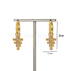 Элегантные серьги-кольца из латуни с прозрачным кубическим цирконием PE6845