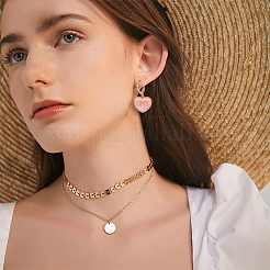 12 шт. двухцветные эмалевые серьги-подвески в форме сердца со словом «любовь» EJEW-DC0001-26