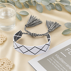 3шт 3-х цветные плетеные браслеты из хлопкового шнура ручной работы для женщин&nbsp;BJEW-GO0002-01