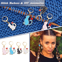 Маркеры петель с замком в виде кота из сплава эмали HJEW-PH01711