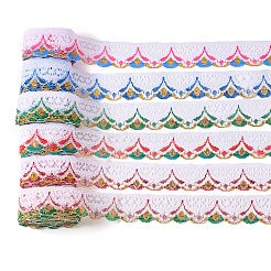 30 ярд двухцветного полиэстерового кружева в этническом стиле с цветочной отделкой&nbsp;OCOR-TA0001-83B