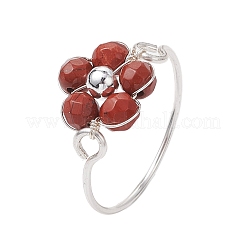 Кольца из натурального радужного лунного камня/аметиста/розового кварца/красной яшмы/апатита/амазонита&nbsp;RJEW-JR00881-02